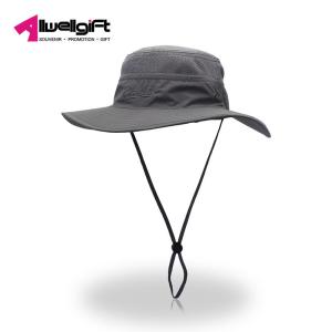 China Breathable Custom Logo Hats Mens Fishing Hat Sun Protection with long string wholesale