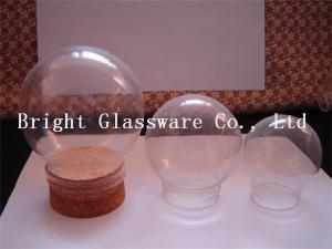 China Clear Ball shape glass lamp shade with wooden lid wholesale
