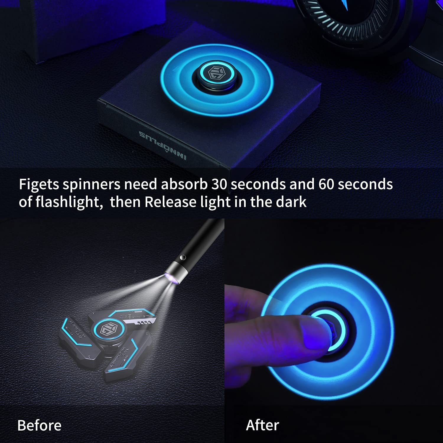 Metal Fidget Spinners Toys Luminous Sensory Hand Fidget Anxiety Toys for Party Favors