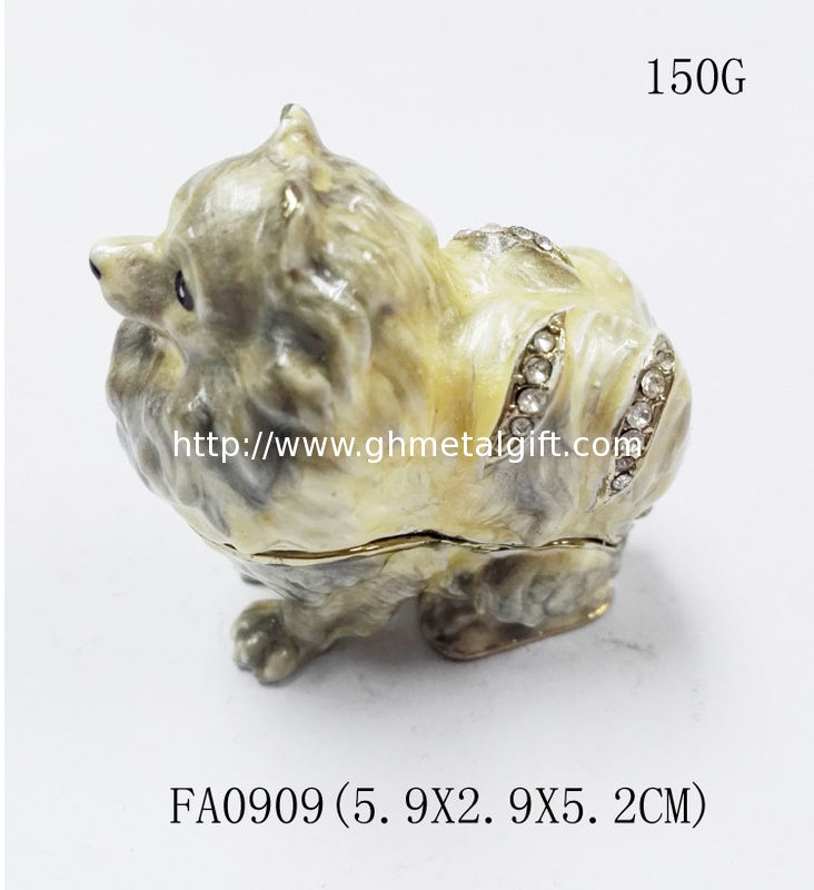 dog shape gold plated trinket box metal jewelry boxes small dog jewelry boxes