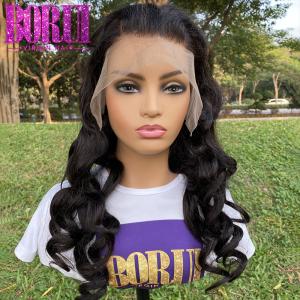 China 180% Density Virgin Raw Loose Wave 12a Human Hair Lace Frontal Wigs wholesale