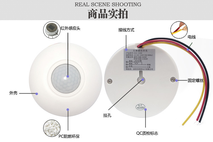 Indoor Ceiling Mounted Motion Sensor Light Switch Human Body Induction