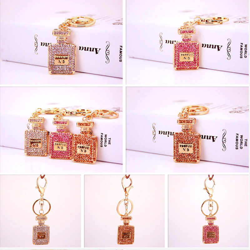 Silkscreen Key Chain Ornaments , OEM 5cm Perfume Bottle Keyring