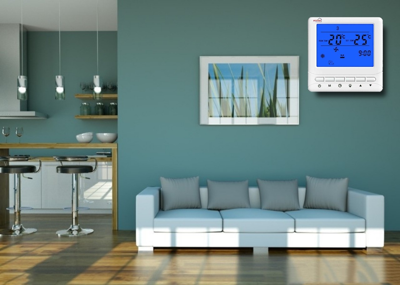 Weekly Programmable Fan Coil Thermostat Omron Relay NTC Sensor CE RoHS