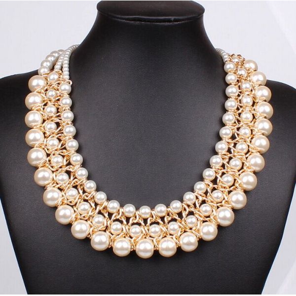 popular ladies temperament wild section elegant imitation pearl necklace clavicle