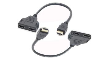 China Injection Black 300mm 2 To 1 HDMI Adapter Cable wholesale