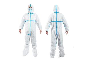 China White Medical Protective Apparel With Tape , Disposable Hooded Coveralls wholesale
