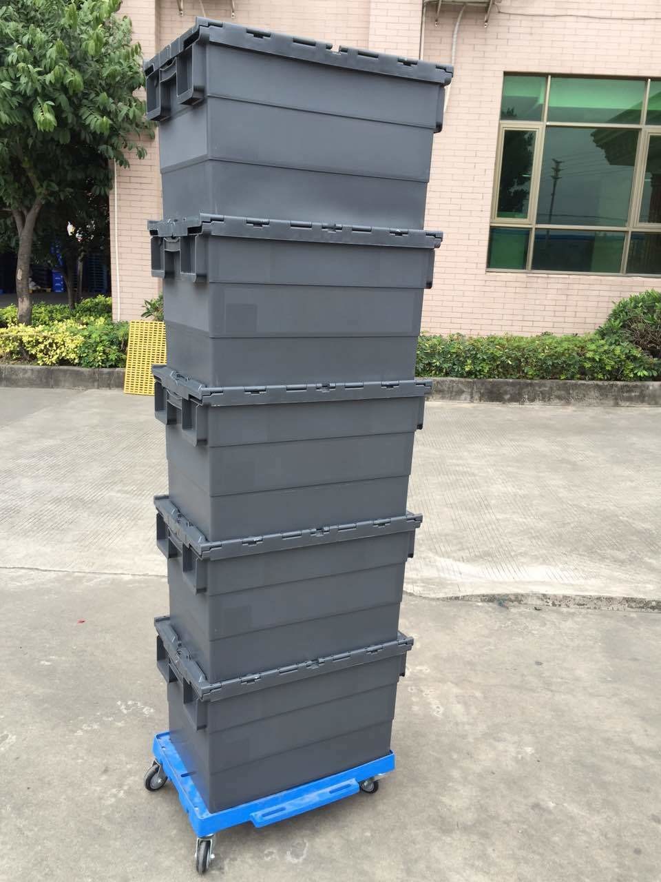 Transportation Plastic Dolly Loading Totes With 3 Inches PU Brake Casters