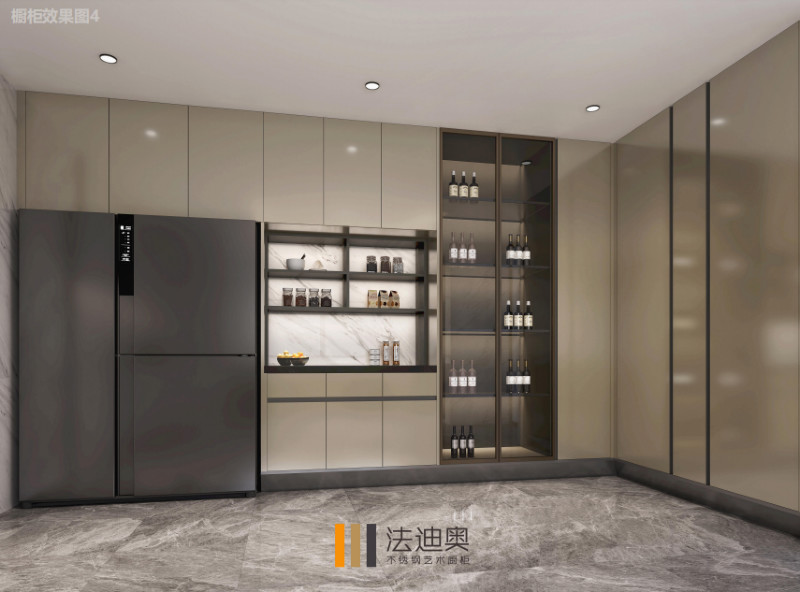 Full Encompassing Modern Kitchen Cabinet With Mica Brown Finish And Central Square Island
