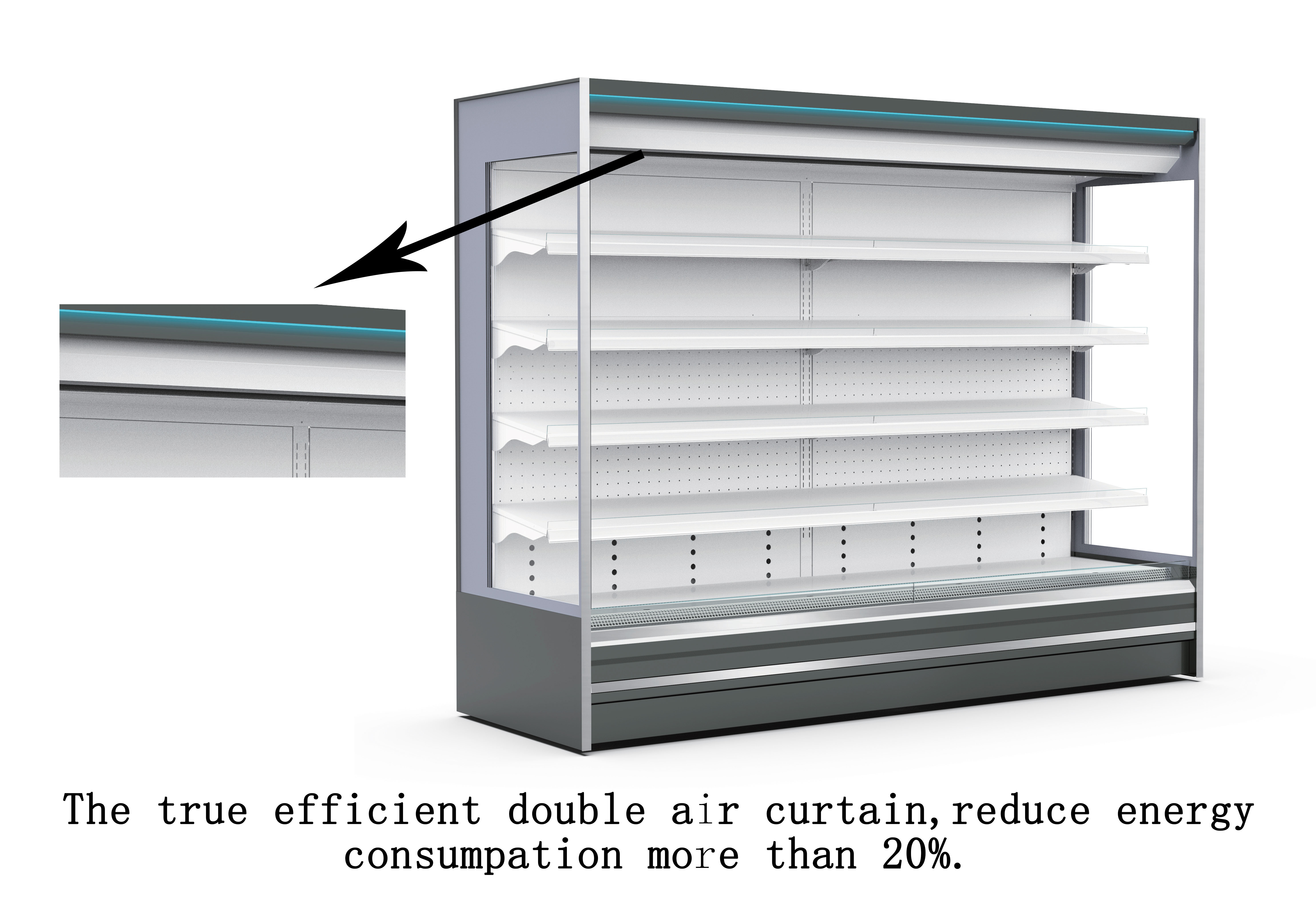 Front Open Air Curtain Display Cooler
