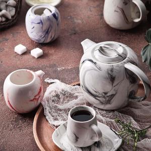 China Mixed Color 120cc Espresso 15pcs Ceramic Pottery Tea Pot Set wholesale