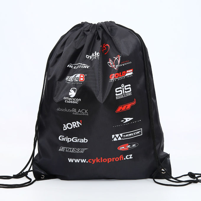 210D Polyester Grey PU Corner Drawstring Packaging Bags
