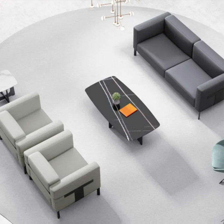 Sponges Filler Office Leather Sofa Set Brown Color Durability For Apartment