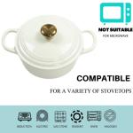 Rust free Cast Iron Casserole 21/22cm Dutch Oven For 2-4 People