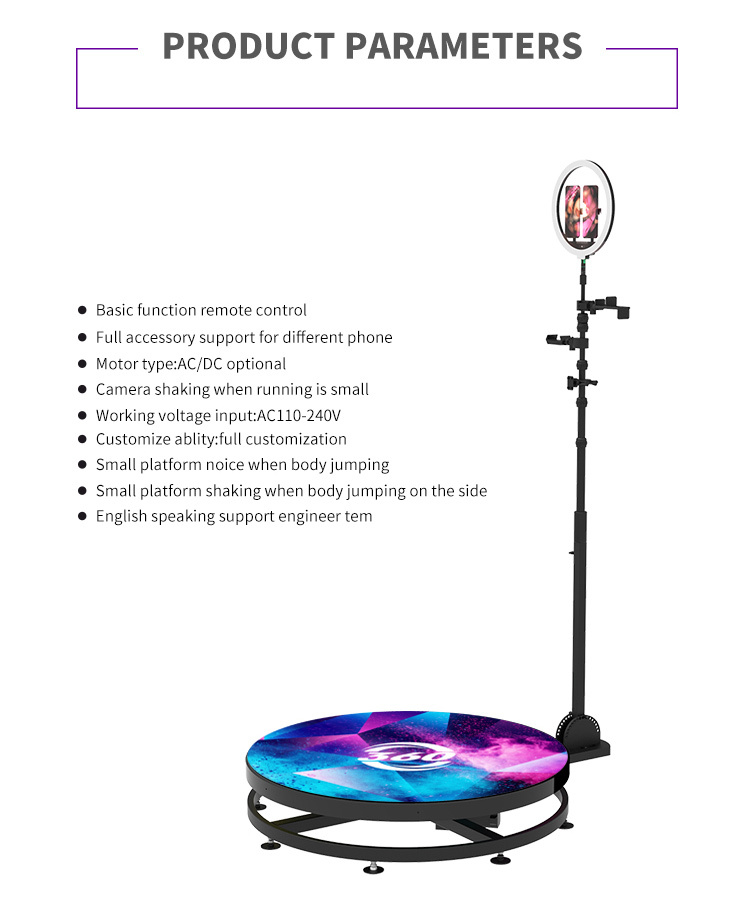 Wedding Part 360 Video Booth With Flight Case 115CM 45.2 Inch Slow Motion