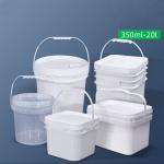Square Plastic Barrel With Lid Handle For Paint Food Shea Butter Sauce Packaging