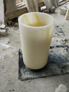 China Water Resistant Countertop Sink Basin , Yellow Onyx Round Bathroom Sink wholesale
