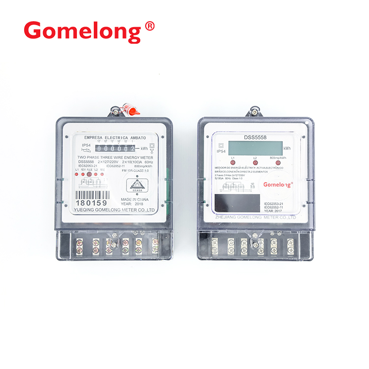 SGS Approved DSS5558 2*102/208V 60HZ Medidor electronic Bifasico Trifilar digital energy meter