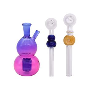 China Borosilicate 150℃ Purple Gourd Shaped Glass Hookah Pipe wholesale