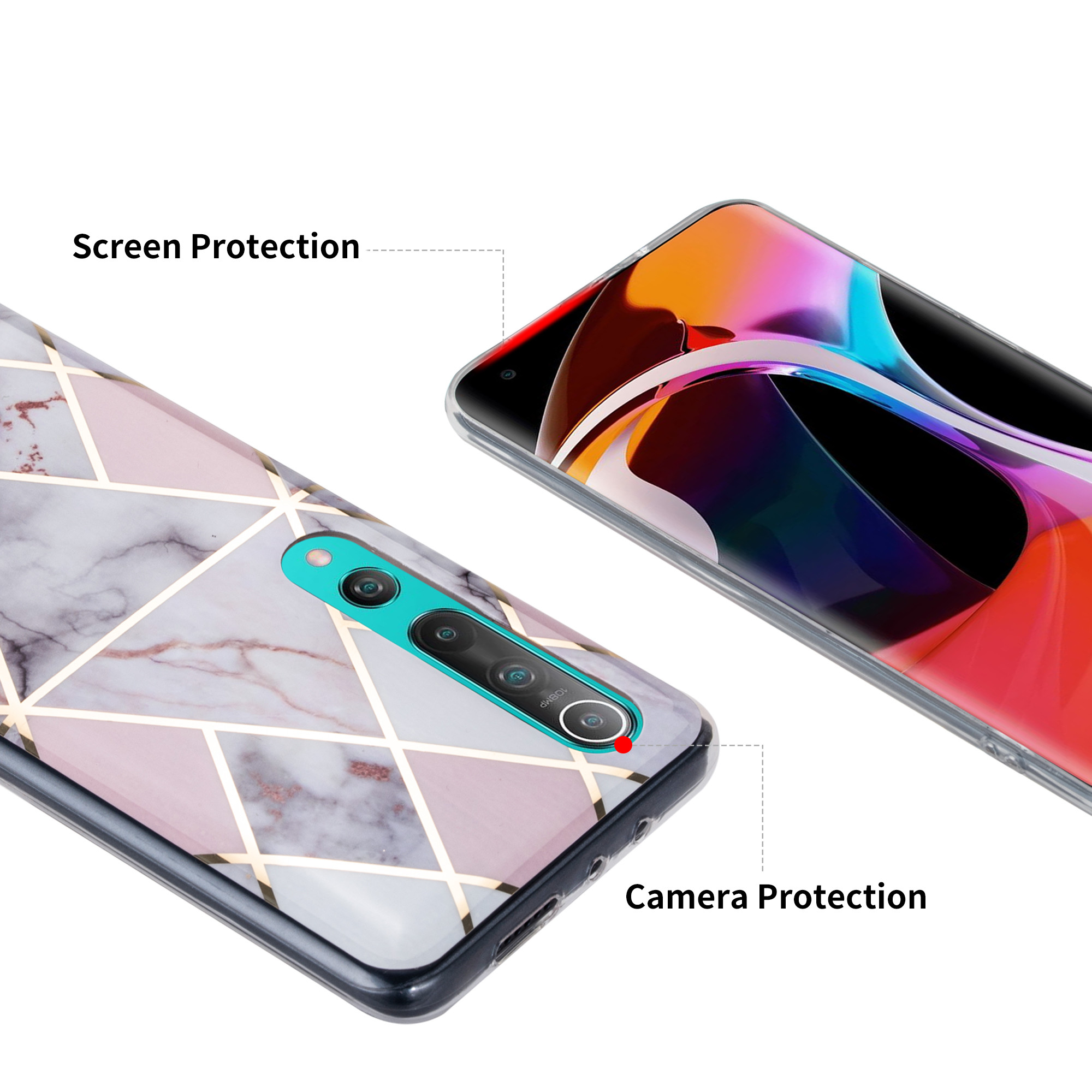 Ultra Slim Soft Marble Phone Case IMD Shockproof Dust proof For Mi Note9 10 Pro