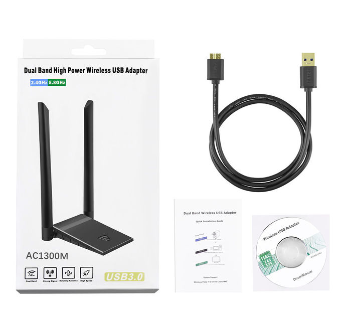2.4 5.8GHz USB Wireless Dongle 1300M Usb 3.0 Dual Band Wireless Usb Adapter