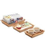 High Strength Small Bamboo Serving Tray 3 Set Nesting Organizer Low Thermal