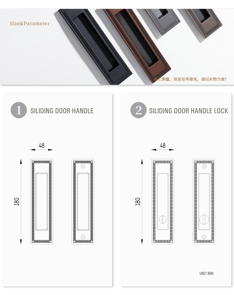 Interior Brass Invisible Sliding Door Lock Set For Bathroom / Balcony