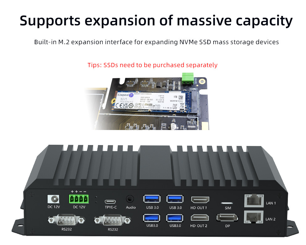 8K Android 12 RK3588 8 Core 6T AIoT Edge Computing Device RS232 RS485 WIFI 5 Dual Ethernet Media Player Box