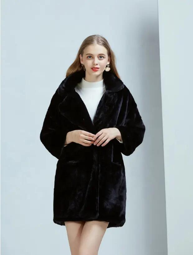 Winter Custom Long Sleeves Faux Fox Fur Coat Faux Rabbit Fur Women Long Faux Fur Coat for Ladies