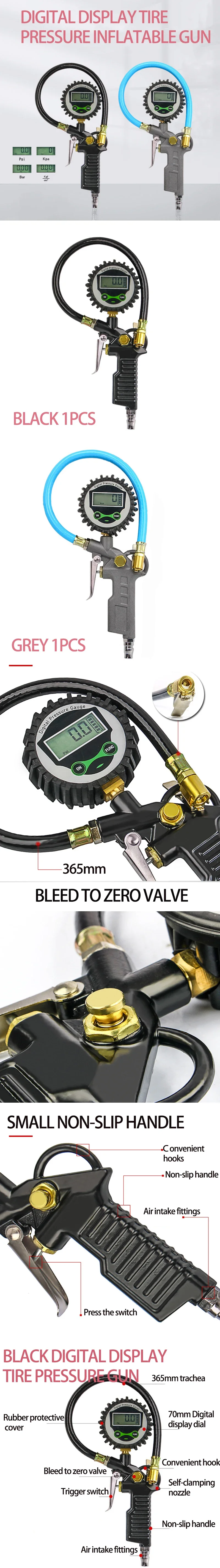 Digital LCD Display Inflation Monitoring Manometer Car EU Tire Air Pressure Inflator Gauge LED Backlight Vehicle