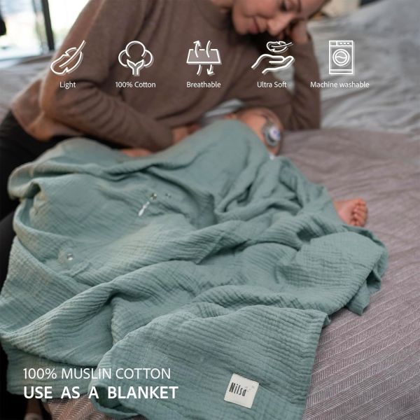 5-in-1 Muslin Nursing Cover up for Breastfeeding & Baby Car Seat Cover