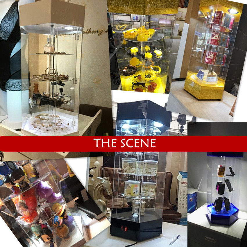 Multi Color Rotary Acrylic Retail Display Stands 4 Storey High Strength Titanium Alloy Material