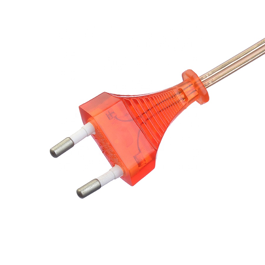 Oxygen Free Bared Stranded Copper Conductor European Standard 2pin Eu Plug Power Cord Black Plug for Home Appliances