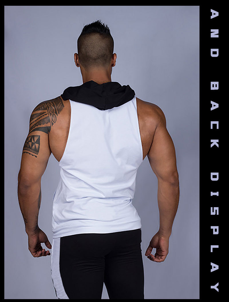 New Style Muscle Gym Hooded Vest Men's Sports Sleeveless Hoodies