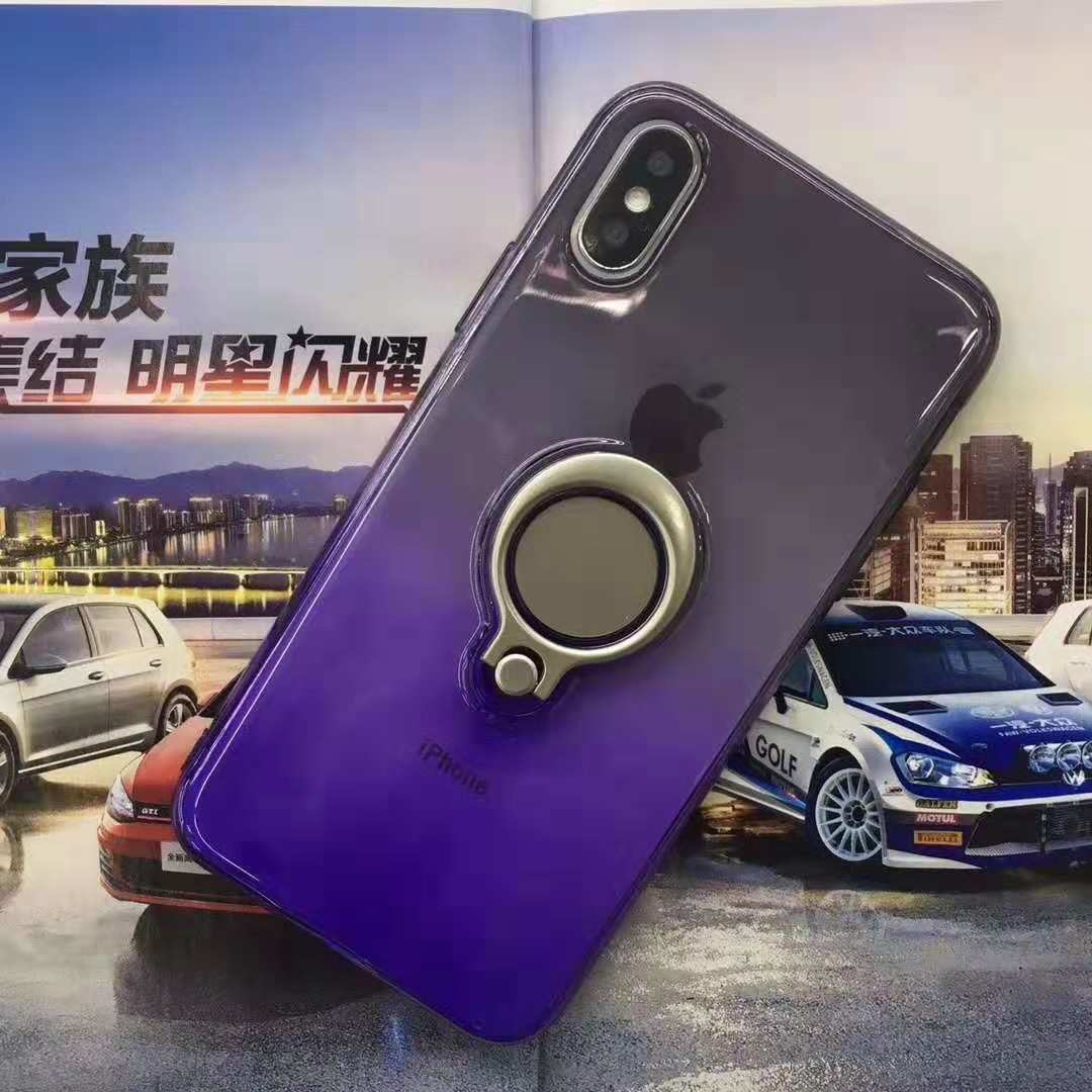 Double Color Gradient Ring Magnetic Car Mount Holder Soft TPU Case Back Cover For Oppo F5/A73/A79 R11S plus A5/A3S FINDX