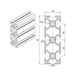 China 3-6m Anodizing 3090 Extrusion Aluminum Profiles For Construction wholesale