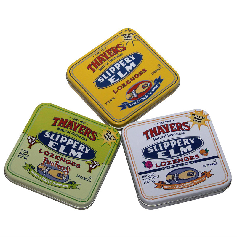 Rectangular Candy Hinged Tin Cases Tablet Packaging Metal Boxes Chai Mint Tin Boxes