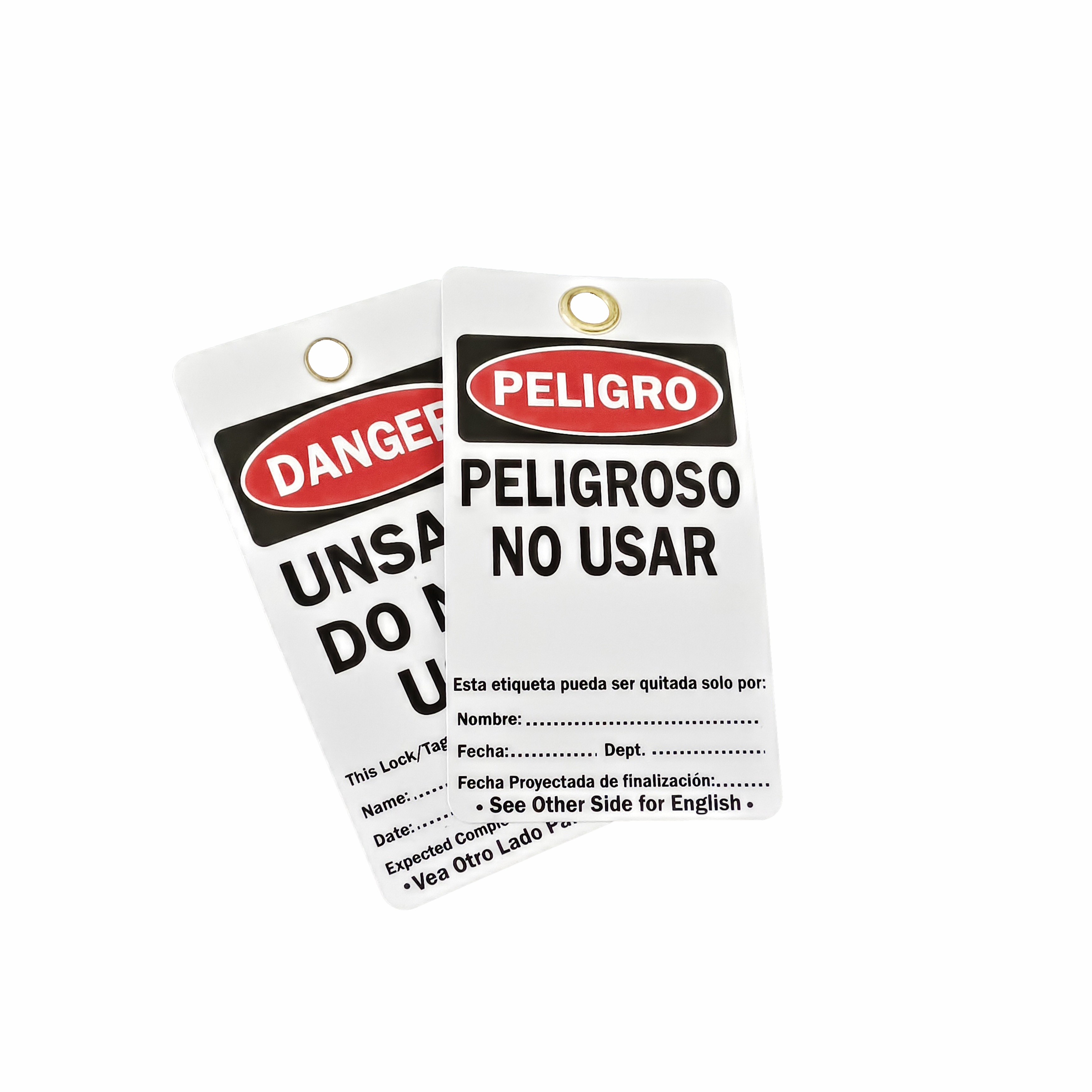 Customized PVC Plastic Label Safety Lockout Tagout Danger Tags Both Size Language Options Door Padlock
