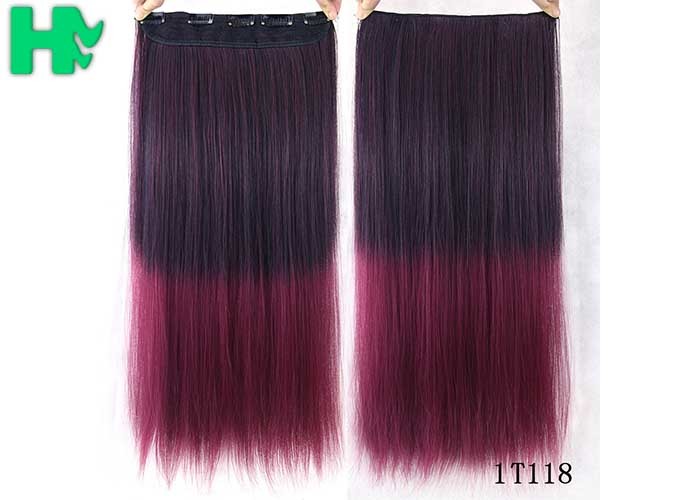 No Shedding Synthetic Hair Weave Extensions Machine Made 100 Gram Coloured