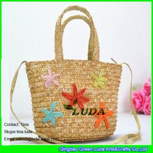 China LUDA natural kids beach bags small wheat straw beach bag with emboridery seashall wholesale