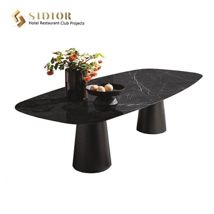 Restaurant Dining Table, Canteen Table Desk, Buffet，Sintered Table Top, Nature Marble, Man Make Marble Table Solid Base