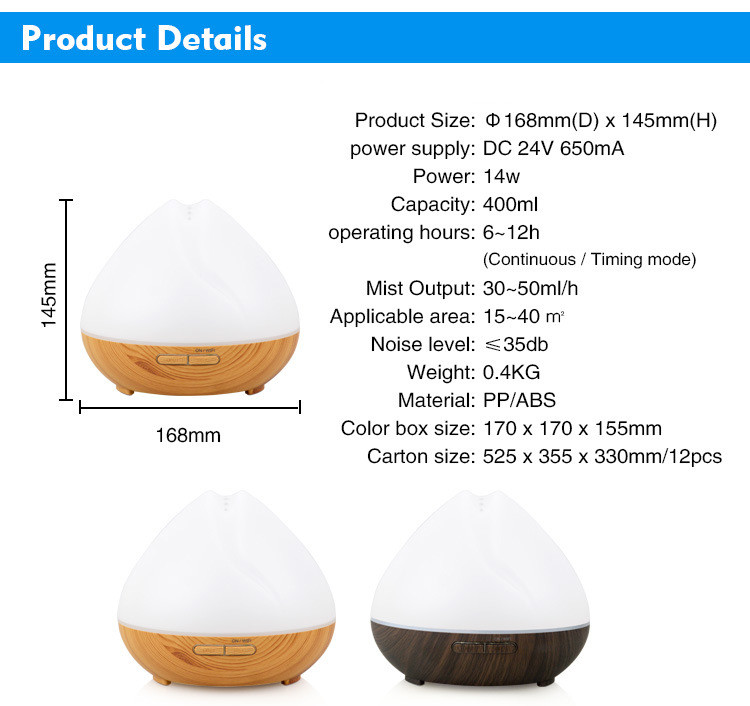 Wood Grain Base 400ml Smart WiFi Aroma Essential Oil Diffuser