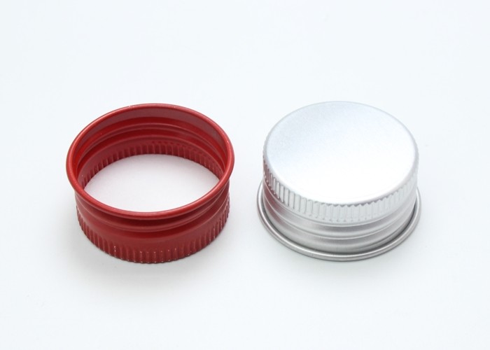 28mm Silver / Red Aluminium Screw Caps High Durability For Screw Bottle