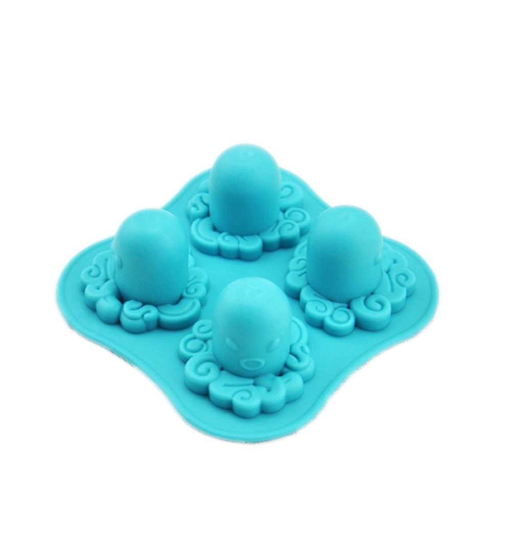 4 Pieces Silicone Ice Trays Octopus Shape Mould DIY Stackable Cocktail Mold Storage