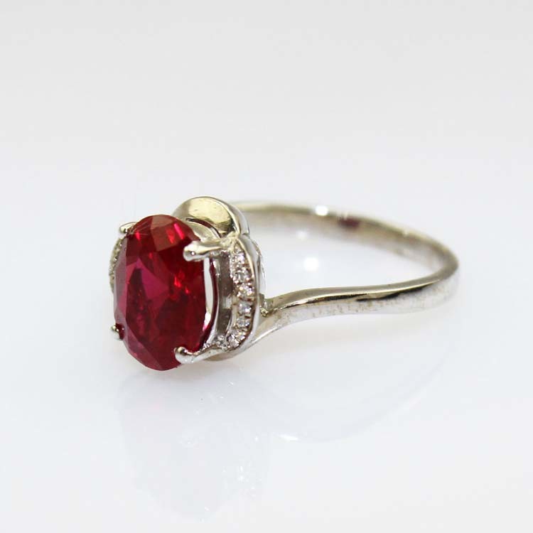 18k Rose Gold Plated Silver 7x9mm Oval Created Ruby Gemstone Ring (T64)