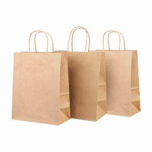 China Eco Friendly Takeaway 12x7x17 Paper Bag Brown Kraft Gift Bags wholesale