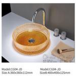 Modern Round Hand Wash Glass Basin Sink Big Size for Bathroom Counter Top