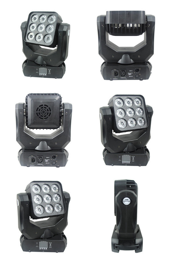 9PCS 12W RGBW 4in1 LED Moving Head Light , IP33 Moving Led Stage Lights