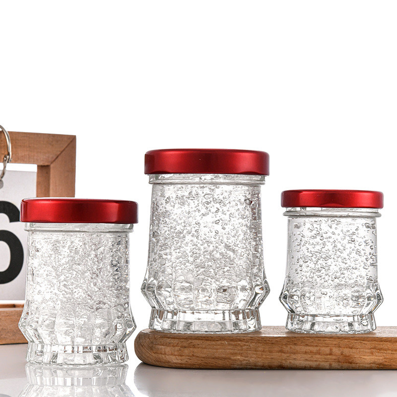 Empty Lotus Shaped Glass Honey Jars Eco Friendly With Screw Lid