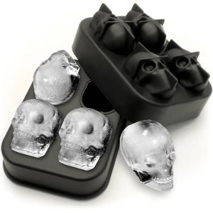 China Eco Friendly 4 Grid 3D Skull Silicone Ice Cube Trays wholesale